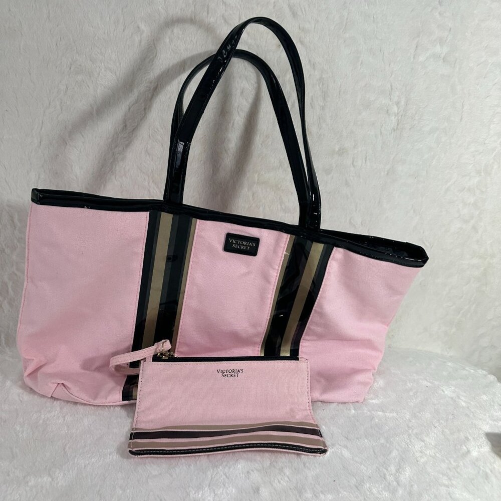 Victorias Secret Tote,Shoulder Bag,Travel,Beach Bag with Wristlet Pouch NWOT - Picture 8 of 9
